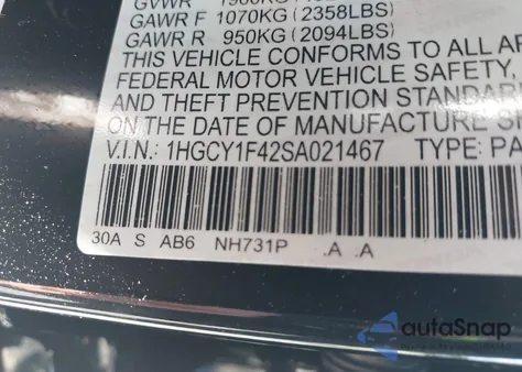 2025 Honda Accord Se z USA, uszkodzony, nr VIN 1HGCY1F42SA021467